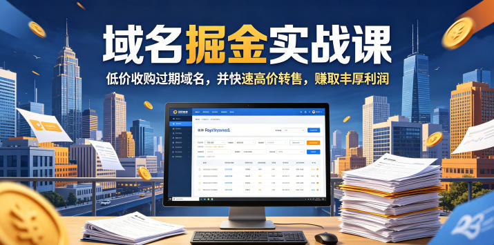 域名交易掘金实战课，低价收购过期域名，并快速高价转售，賺取丰厚利润【原创双语字幕】|一人科技公司导航