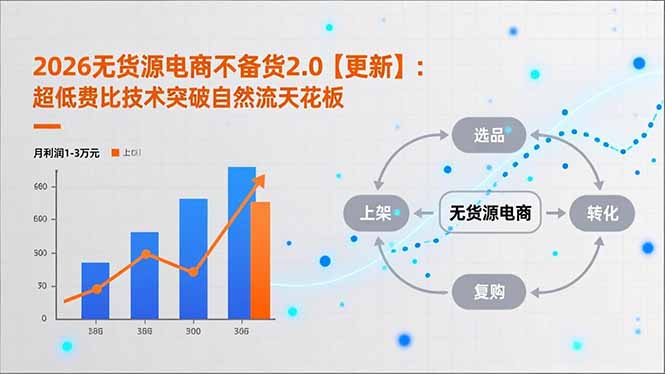 2026无货源电商不备货2.0【更新】：超低费比技术突破自然流天花板，单店月利润1-3万元|HOOK协议网