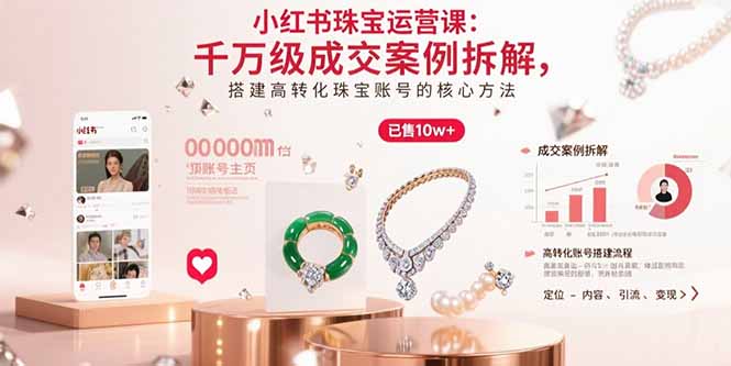 小红书珠宝运营课：千万级成交案例拆解，搭建高转化珠宝账号的核心方法|HOOK协议网
