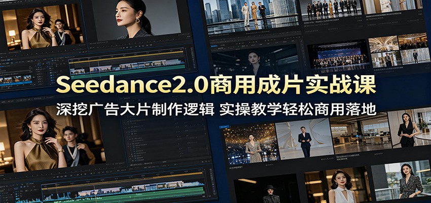 Seedance2.0商用成片实战课：深挖广告大片制作逻辑，实操教学轻松商用落地|一人科技公司导航