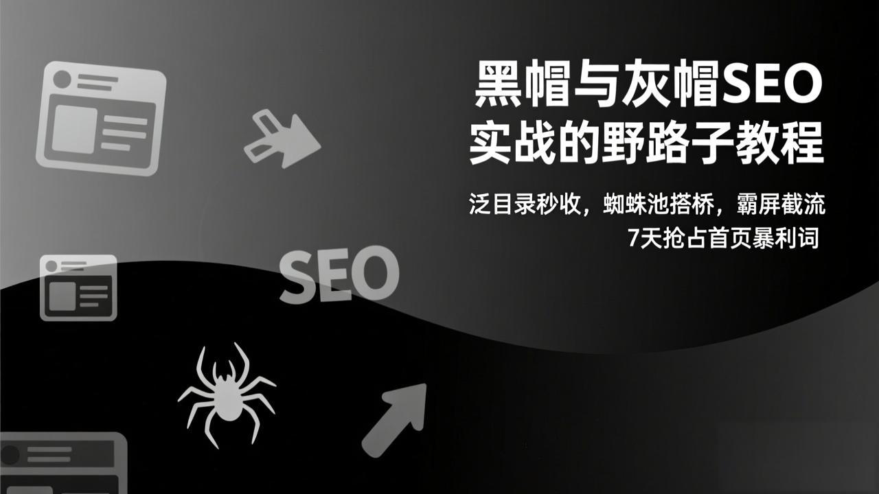 黑帽与灰帽SEO实战的野路子教程：泛目录秒收，蜘蛛池搭桥，霸屏截流，7天抢占首页暴利词|HOOK协议网