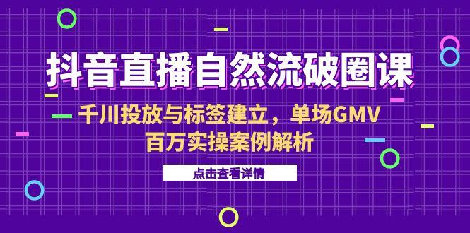 抖音直播自然流破圈课-6月，千川投放与标签建立，单场GMV百万实操案例解析|HOOK协议网