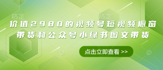价值2980的视频号短视频橱窗带货和公众号小绿书图文带货|HOOK协议网