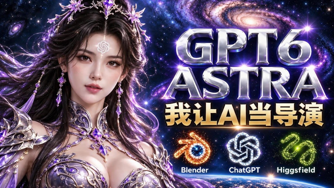 让GPT-6 Astra当导演！Higgsfield和Blender实战打造30秒玄幻精准运镜短片！|一人科技OPC聚合软件