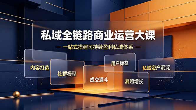 私域全链路商业运营大课，内容打造社群模型成交漏斗，一站式搭建可持续盈利私域体系|一人科技OPC聚合软件