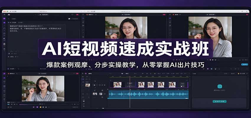 AI短视频速成实战班：爆款案例观摩、分步实操教学，从零掌握AI出片技巧|一人科技OPC聚合软件