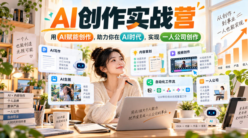 AI创作实战营，用AI赋能创作，助力你在AI时代，实现一人公司创作(更新)|一人科技OPC聚合软件