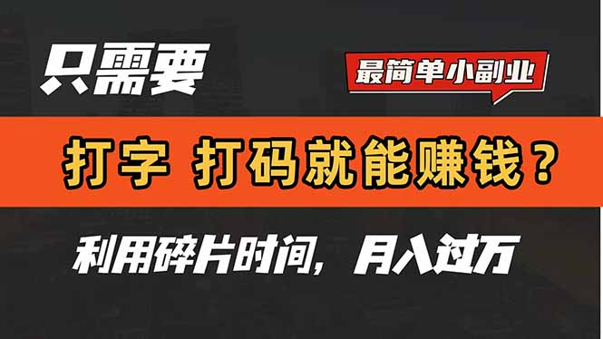 只需要打字，打码，就能赚钱？简单的赚钱小副业，利用碎片时间，月入过万|HOOK协议网