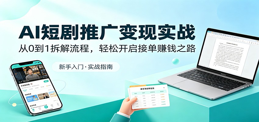 AI短剧推广变现实战：从0到1拆解流程，轻松开启接单赚钱之路|一人科技公司导航