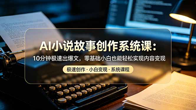 AI小说故事创作系统课：10分钟极速出爆文，零基础小白也能轻松实现内容变现|一人科技公司导航