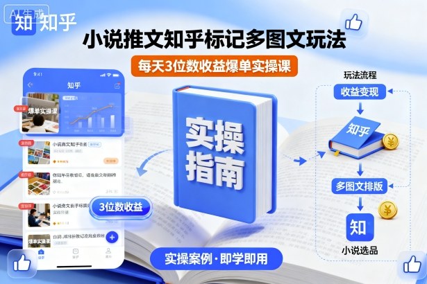 小说推文知乎标记多图文玩法，每天3位数收益爆单实操课|HOOK协议网