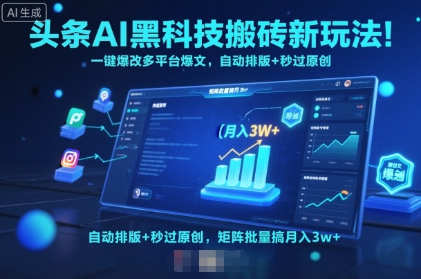 头条AI黑科技搬砖新玩法！一键爆改多平台爆文，自动排版+秒过原创，矩阵批量搞月入3w+【揭秘】|HOOK协议网