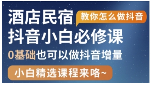 抖音本地生活酒店民宿运营，0基础也可以做抖音增量|HOOK协议网