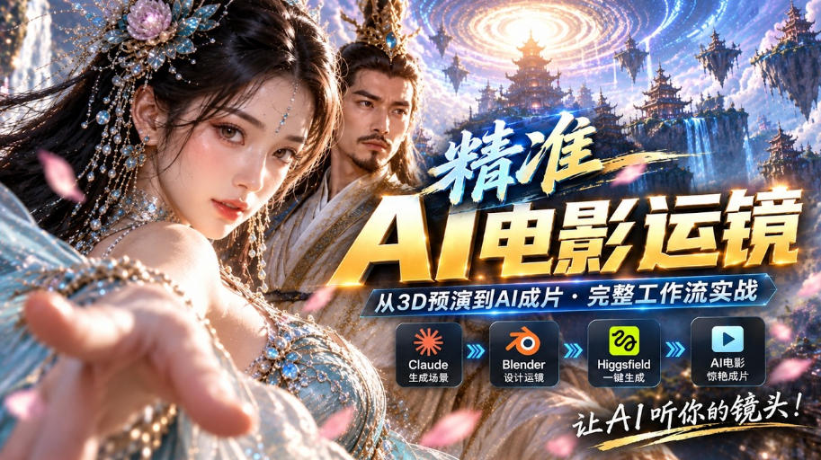 AI视频终于能精准运镜了！Claude+Blender+Higgsfield免费插件实测|一人科技OPC聚合软件