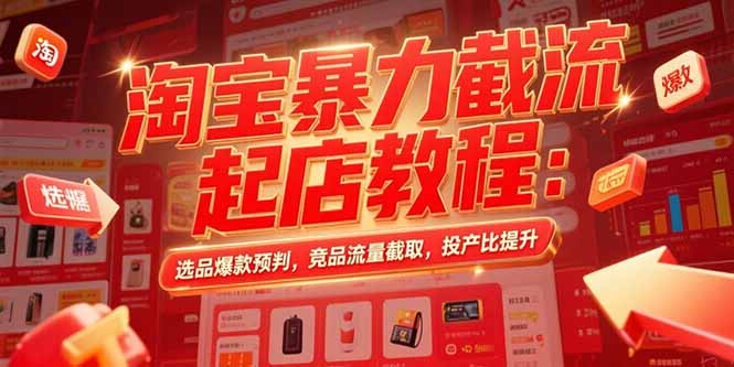 淘宝暴力截流起店教程：选品爆款预判，竞品流量截取，投产比提升|HOOK协议网
