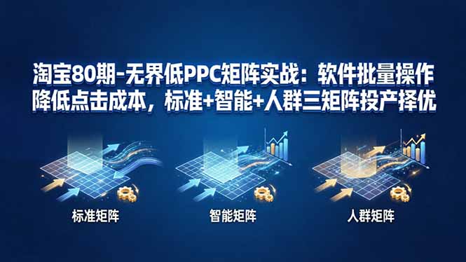 淘宝80期-无界低PPC矩阵实战：软件批量操作降低点击成本，标准+智能+人群三矩阵投产择优|协议软件打粉软件