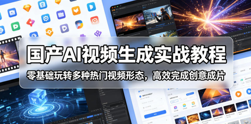 国产AI视频生成实战教程，零基础玩转多种热门视频形态，高效完成创意成片|一人科技公司导航