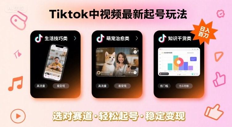 Tiktok中视频最新起号玩法，想要日入百刀，做好这几个赛道就可以了|HOOK协议网
