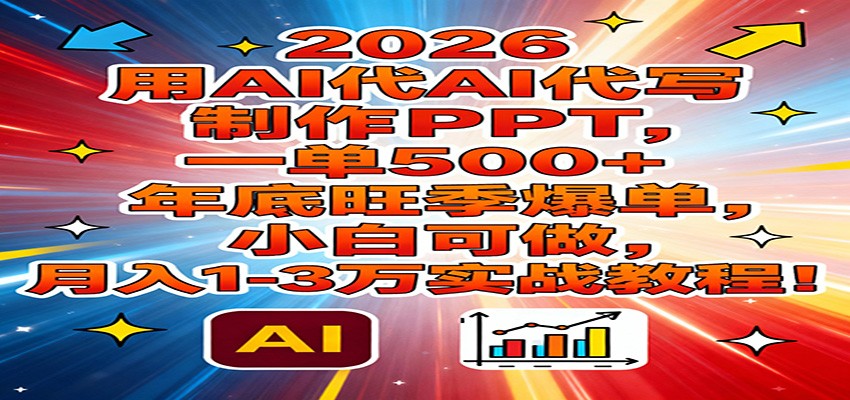 2026用AI代写制作PPT，一单500+，年底旺季爆单，小白可做，月入1-3万实战教程|HOOK协议网