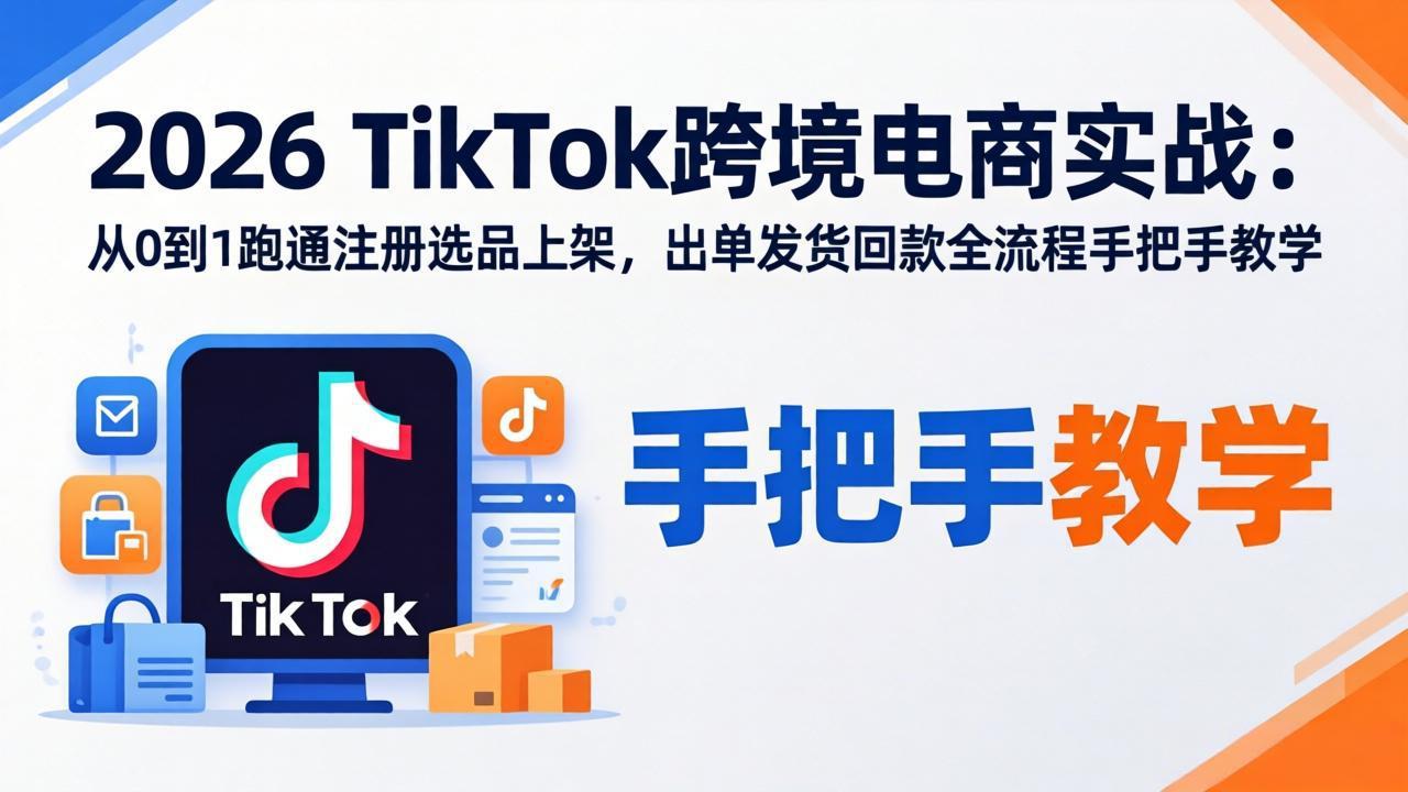 2026TikTok跨境电商实战-更新：从0到1跑通注册选品上架，出单发货回款全流程手把手教学|协议软件打粉软件