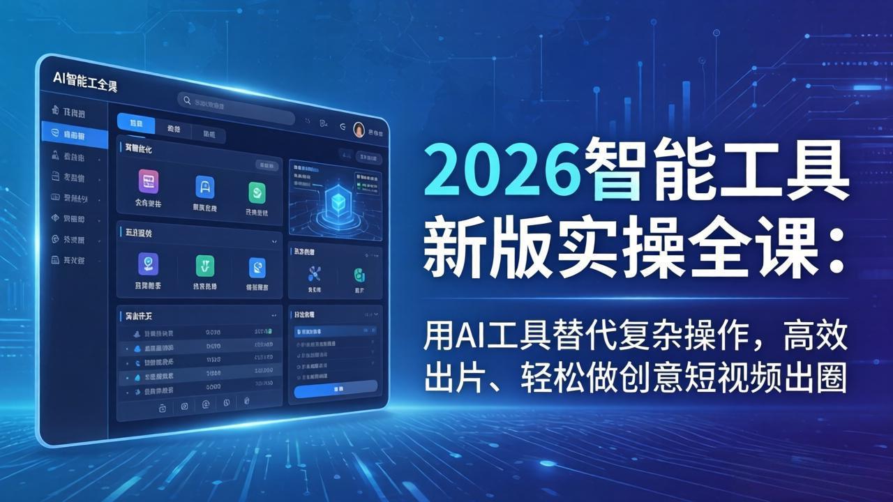 2026智能工具新版实操全课：用AI工具替代复杂操作，高效出片、轻松做创意短视频出圈|协议软件打粉软件