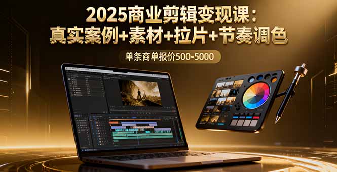 2025商业剪辑变现课：真实案例+素材+拉片+节奏调色，单条商单报价500-5000|HOOK协议网