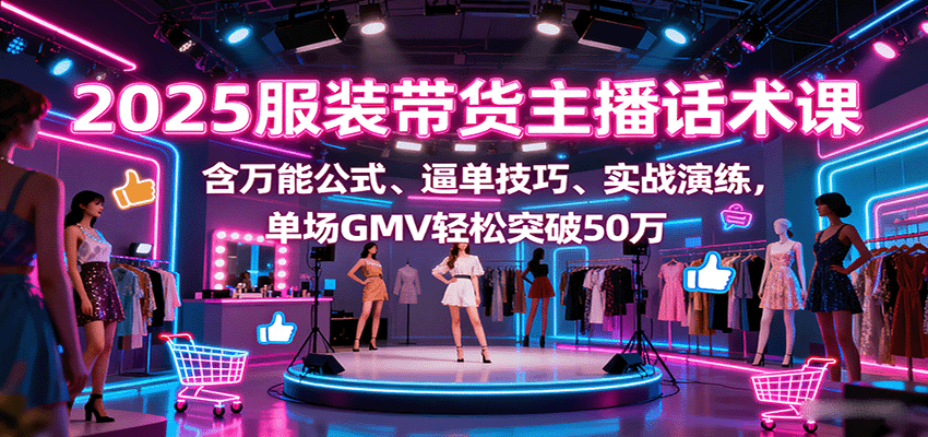 2025服装带货主播话术课，含万能公式、逼单技巧、实战演练，单场GMV轻松突破50万|HOOK协议网