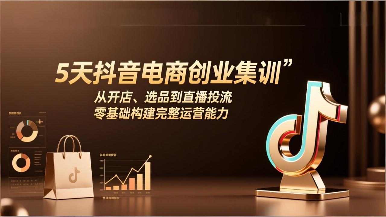 5天抖音电商创业集训：从开店、选品到直播投流，零基础构建完整运营能力|协议软件打粉软件