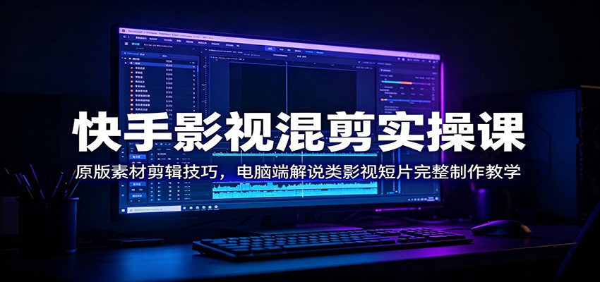 快手影视混剪实操课：原版素材剪辑技巧，电脑端解说类影视短片完整制作教学|一人科技OPC聚合软件
