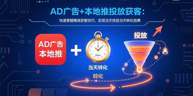 AD广告+本地推投放获客：快速掌握精准获客技巧，实现当天投放当天转化效果|HOOK协议网