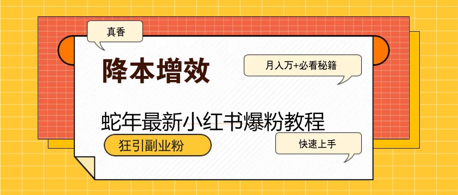 蛇年最新小红书爆粉教程，狂引副业粉，月入万+必看|HOOK协议网