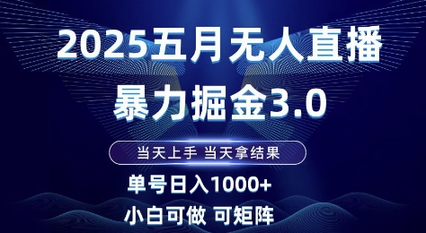 2025五月无人直播暴力掘金3.0，当天上手，当天拿结果，单号日入1k+小白可做可矩阵【揭秘】|HOOK协议网