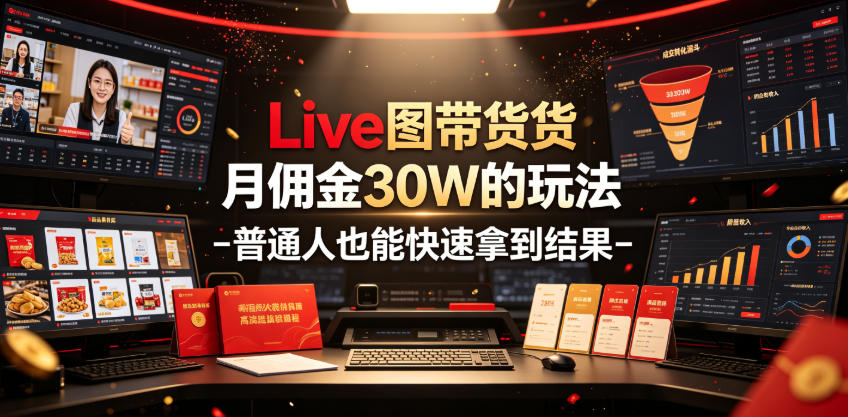 Live图带货月佣金30W的玩法-普通人也能快速拿到结果|一人科技OPC聚合软件