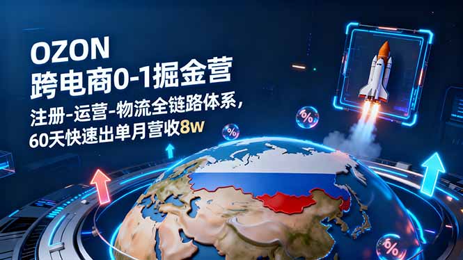 OZON跨境电商0-1掘金营：注册-运营-物流全链路体系，60天快速出单月营收8w|HOOK协议网