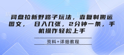 网盘拉新野路子玩法，靠复制搬运图文， 日入几张，2分钟一条，手机操作轻松上手|HOOK协议网
