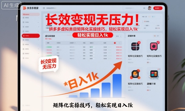 长效变现无压力！拼多多虚拟类目矩阵化实操技巧，轻松实现日入1k【揭秘】|HOOK协议网