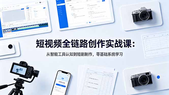 短视频全链路创作实战课：从智能工具认知到短剧制作，零基础系统学习|一人科技公司导航