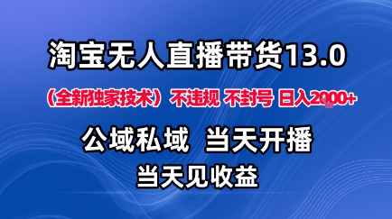 淘宝无人直播13.0，公域私域技术，不封号，不违规布局下半年旺季赛道，日入1K+(独家技术)【揭秘】|HOOK协议网