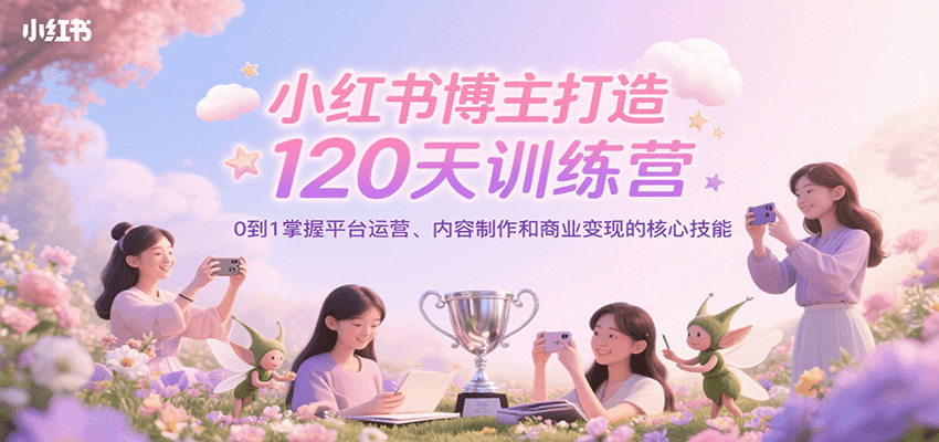 小红书博主打造120天训练营，0到1掌握平台运营、内容制作和商业变现|HOOK协议网