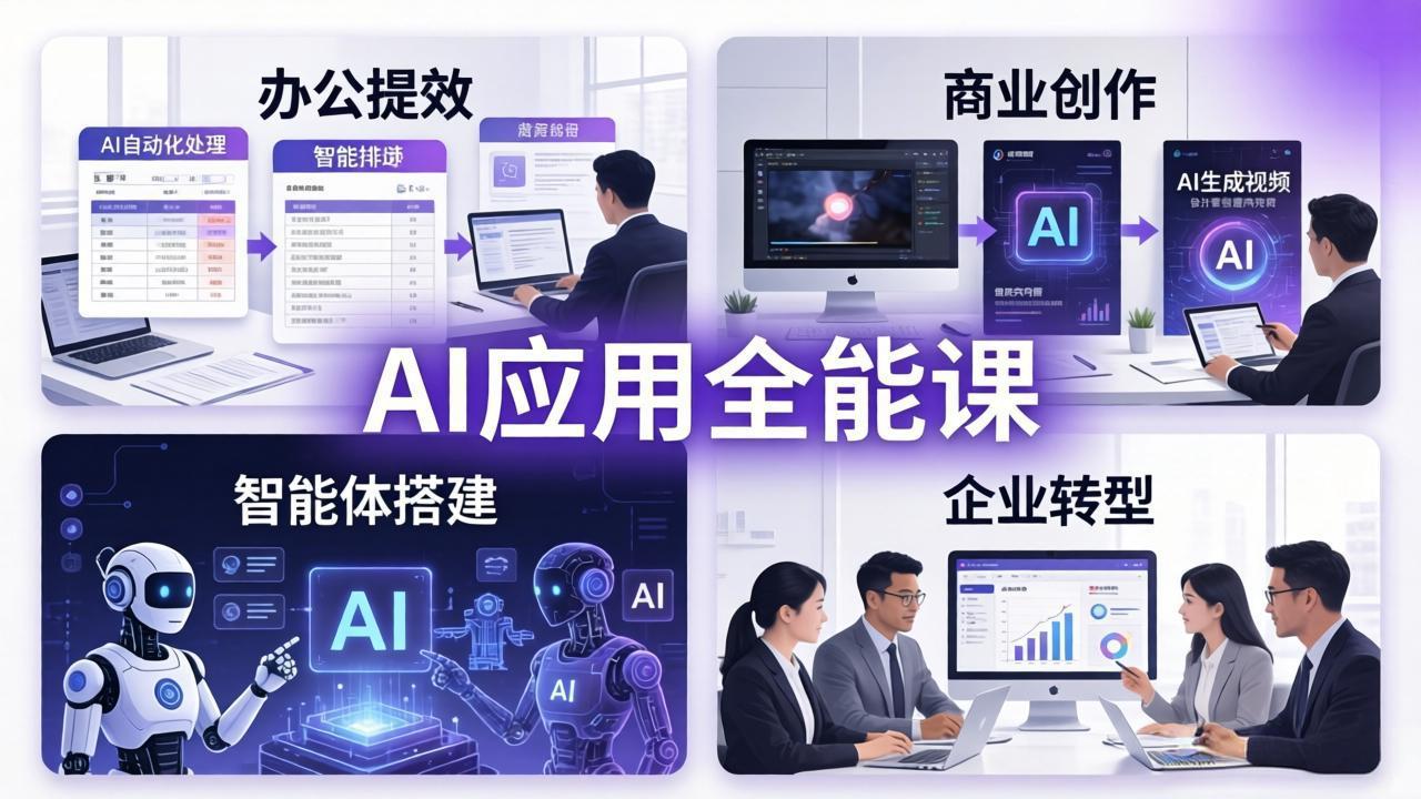 AIGC 应用师全能课-更新：办公提效、商业创作、智能体搭建、企业转型，一站式学会AI应用|协议软件打粉软件
