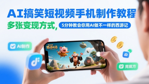 AI搞笑短视频手机制作教程，多张变现方式，5分钟教会你用AI做不一样的西游记|HOOK协议网
