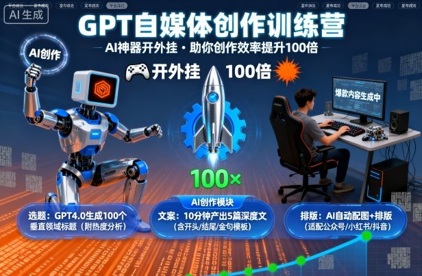 GPT自媒体创作训练营：AI神器开外挂，助你创作效率提升100倍|HOOK协议网