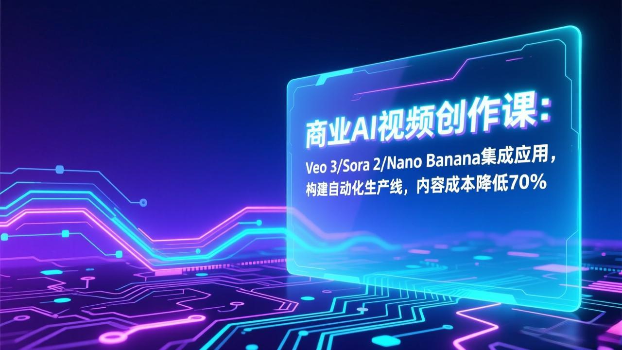 商业AI视频创作课：Veo 3/Sora 2/Nano Banana集成应用，构建自动化生产线，内容成本降低70%|HOOK协议网