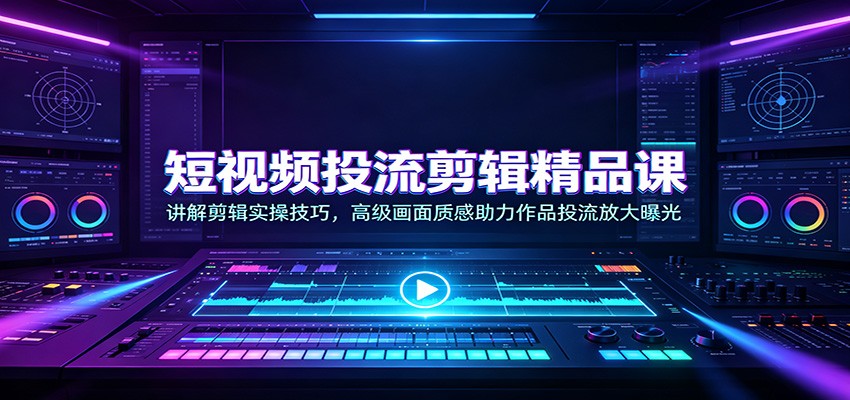 短视频投流剪辑精品课：讲解剪辑实操技巧，高级画面质感助力作品投流放大曝光|一人科技OPC聚合软件