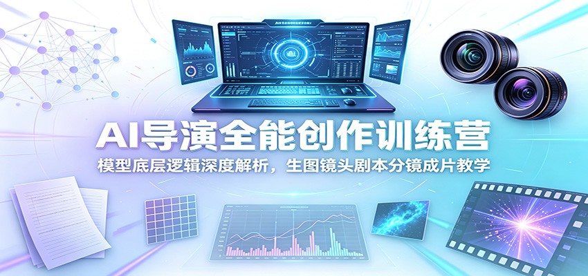 AI导演全能创作训练营：模型底层逻辑深度解析，生图镜头剧本分镜成片教学|一人科技OPC聚合软件