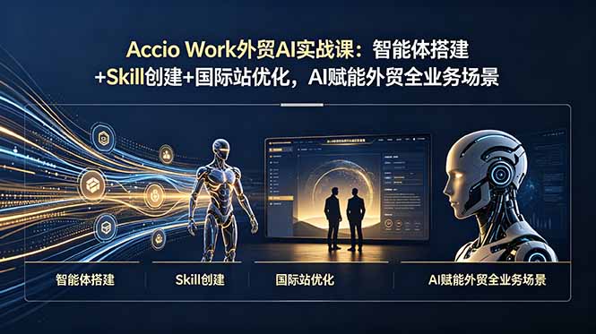 Accio Work外贸AI实战课：智能体搭建+Skill创建+国际站优化，AI赋能外贸全业务场景|一人科技公司导航