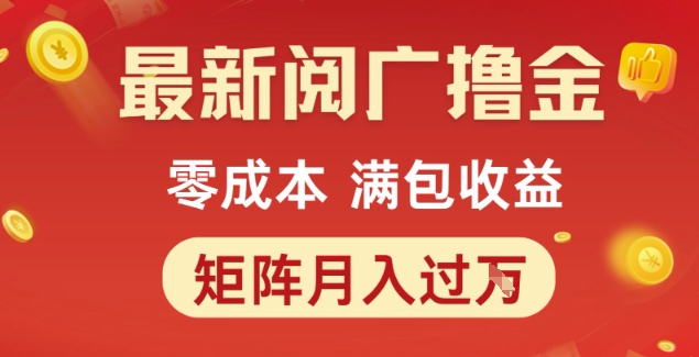 最新阅广撸金项目，零成本满包收益，可矩阵操作，月入过1W【揭秘】|HOOK协议网