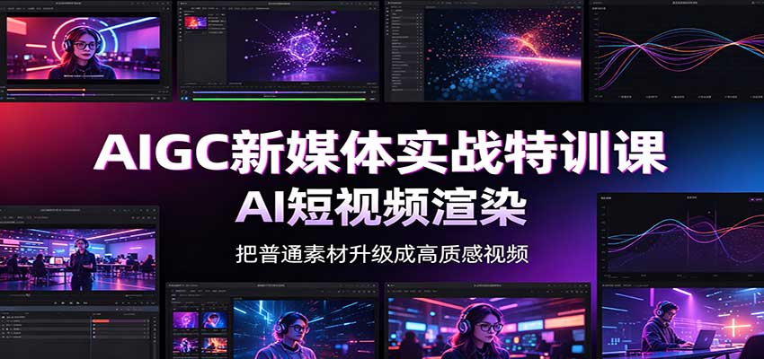 AIGC新媒体实战特训课：工具入门实操，AI短视频渲染，数字人商业视频制作|一人科技OPC聚合软件