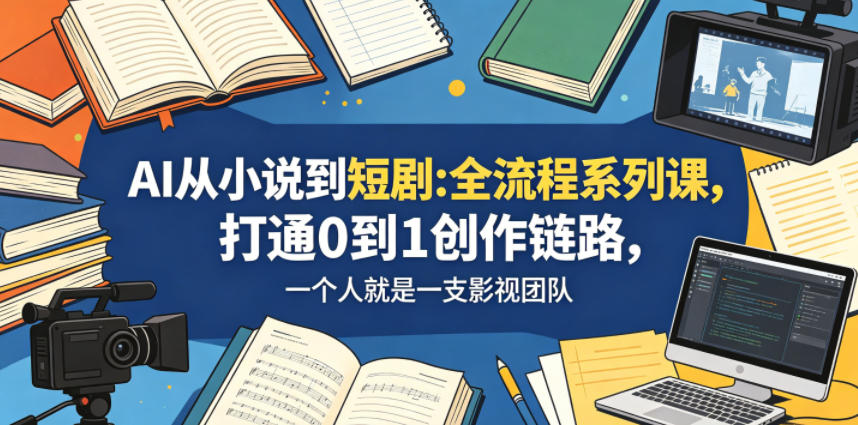 AI从小说到短剧全流程系列课，打通0到1创作链路，一个人就是一支影视团队|一人科技公司导航