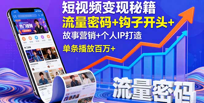 短视频变现秘籍，流量密码+钩子开头+故事营销+个人IP打造，单条播放百万+|HOOK协议网